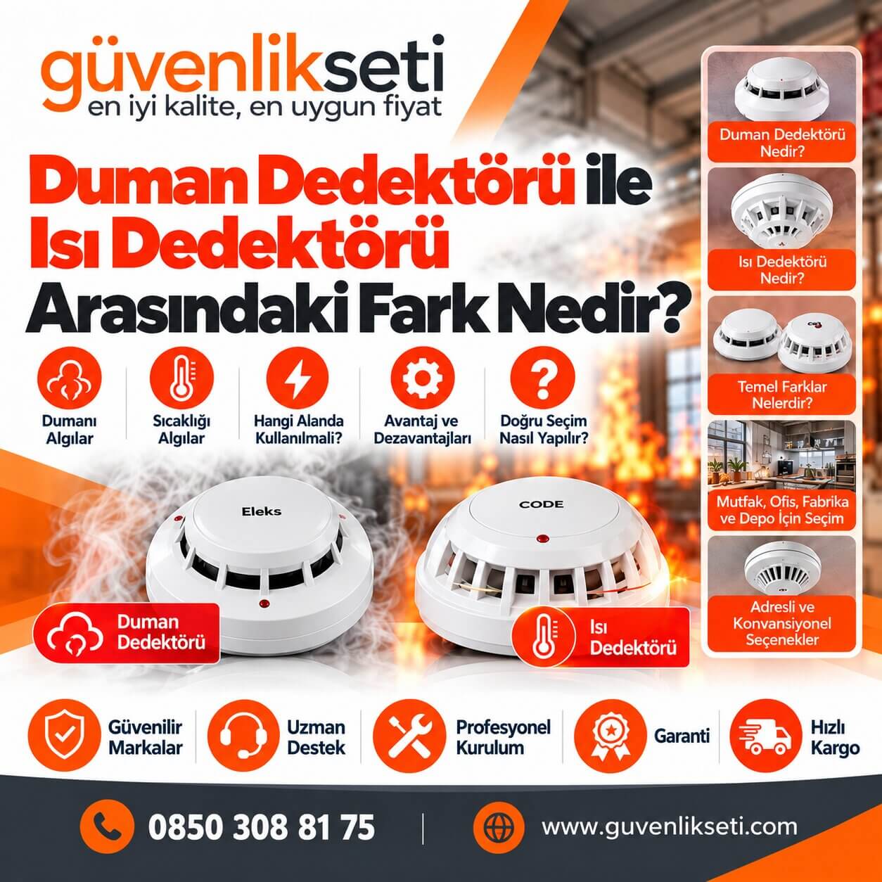 Duman Dedektörü ile Isı Dedektörü Arasındaki Fark Nedir? Duman Dedektörü ile Isı Dedektörü Arasındaki Fark Nedir?