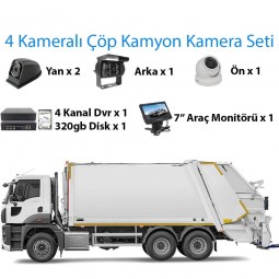 4 Kameralı Çöp Kamyonu Kayıtlı Kamera Seti