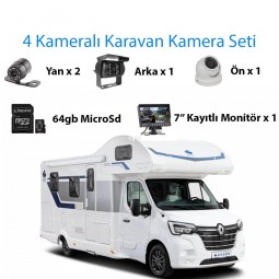 4 Kameralı Karavan Monitöre Kayıtlı Kamera Seti