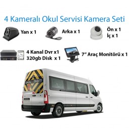 4 Kameralı Okul Servisi Kayıtlı Kamera Seti 4 Kameralı Okul Servisi Kayıtlı Kamera Seti