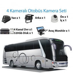 4 Kameralı Otobüs Kayıtlı Kamera Seti