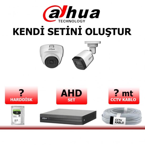Dahua 2MP AHD kamera seti kendi sistemini oluştur güvenlik paketi