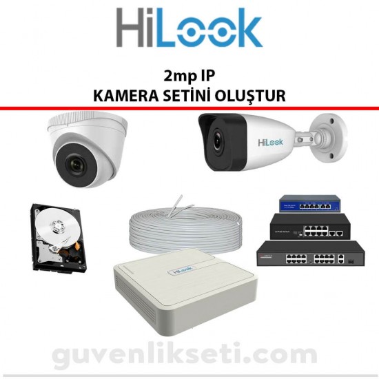 Hilook 2MP IP kamera seti PoE kendi sistemini oluştur güvenlik sistemi